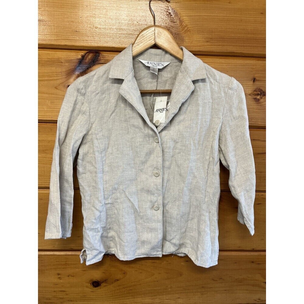 Casual Corner Annex 0P 100% Linen Unlined Blazer Jacket Natural Off White NWT